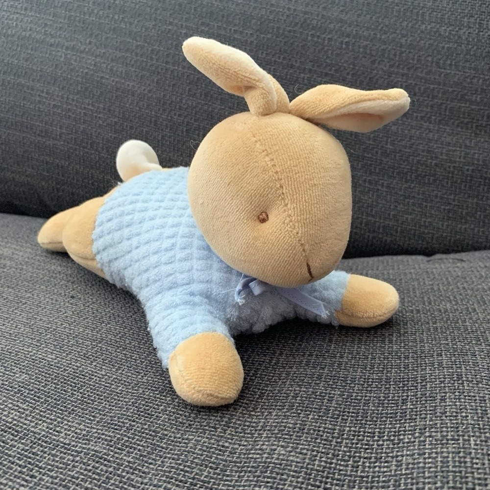 Vintage Eden Peter Rabbit Blue Terry Cloth Waffle Weave Thermal Plush Laying